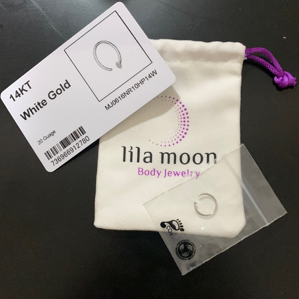 Lila Moon 14k White Gold Open Nose Ring